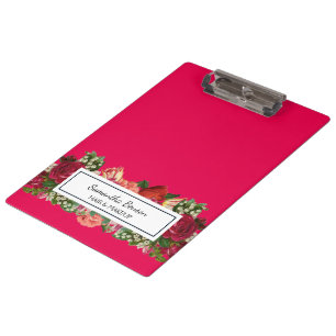 Rosa rötliches vintage Blumen Blush Klemmbrett
