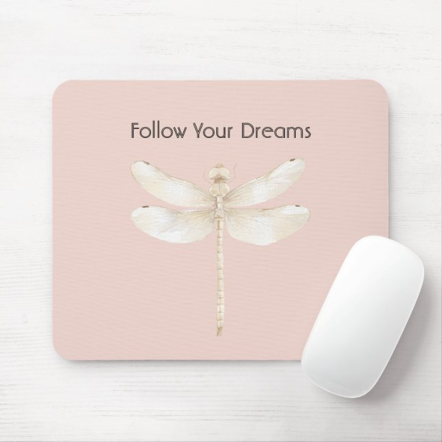 Rosa Rouge-Creme Weiße Libelle Mousepad (Mit Mouse)