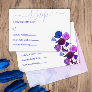 Rosa, Royal Blue, Berry Violet Wedding Floral UAWG Hinweiskarte
