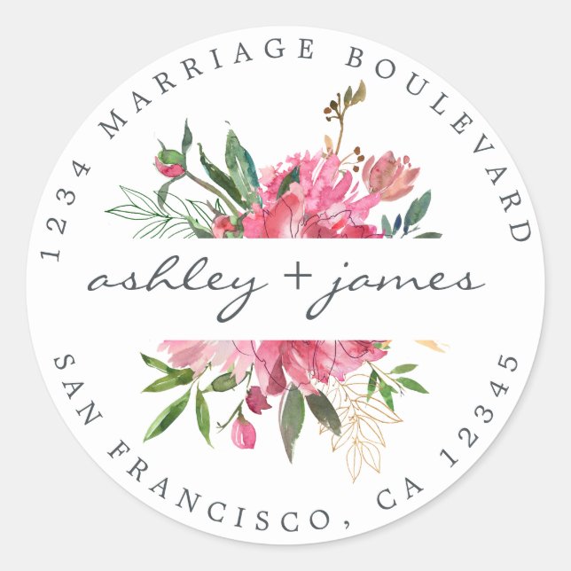 Rosa Rücksendeadresse Weiß Umschlag Aufkleber (Vorderseite)