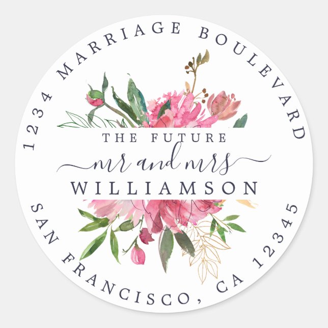 Rosa Rücksendeadresse Weiß Umschlag Aufkleber (Vorderseite)