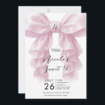 Rosa Ruffle Cascade Bow Elegant Sweet 16 Party Einladung<br><div class="desc">Passen Sie dies für jedes Ereignis an.</div>