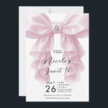 Rosa Ruffle Cascade Bow Elegant Sweet 16 Party Einladung<br><div class="desc">Passen Sie dies für jedes Ereignis an.</div>
