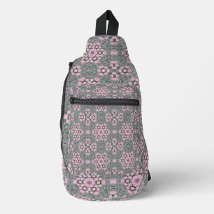 Rosa runde Blume Formen Symmetrie Crossbody Bag