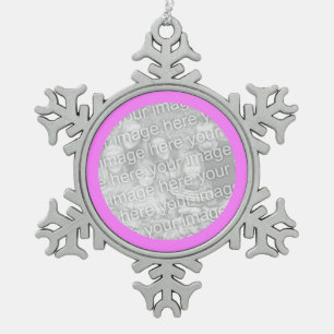 rosa, runde Grenze Schneeflocken Zinn-Ornament