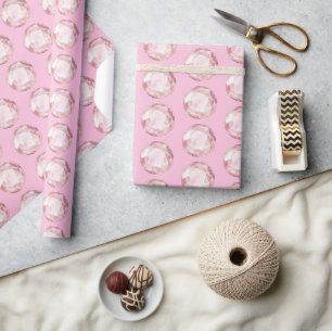 Rosa runde Rosenquarzkristalle Geburtstag Geschenkpapier