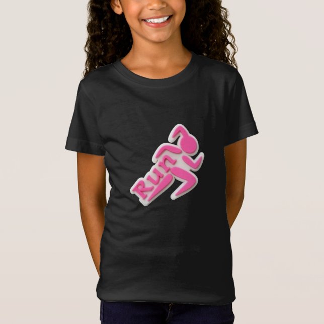 Rosa Runner "Run" Motivierend T - Shirt (Vorderseite)