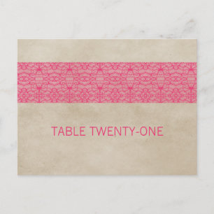 Rosa Rustic Lace Tischnummer Postkarte