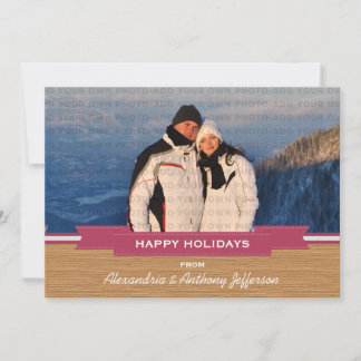 Rosa Rustikale Banner Foto Flat Card Feiertagskarte