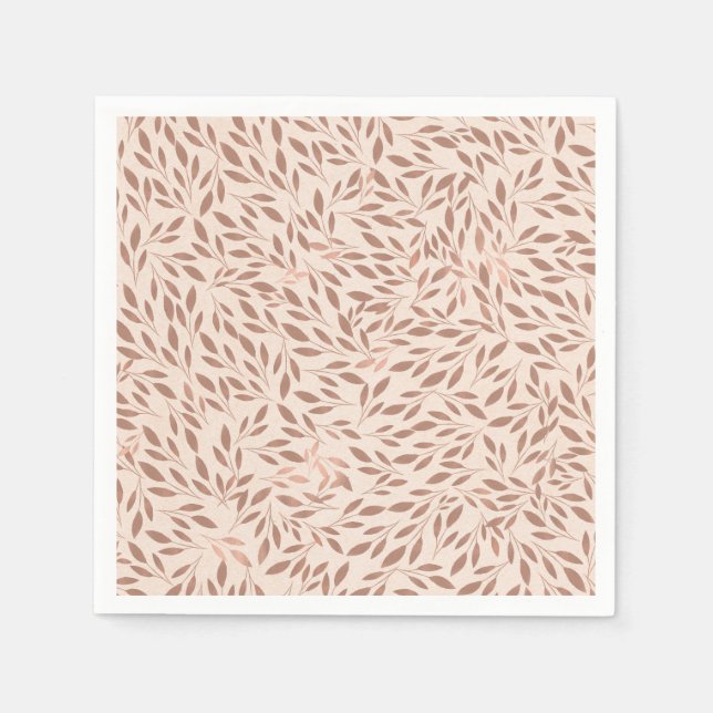 Rosa Rustikale Blätter Botanisches Glam Brautparty Serviette (Vorderseite)