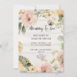 Rosa Rustikale BOHO Blume Mommy to Bee Dusche Einladung