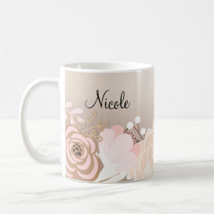 Rosa Rustikale Glamour Blumen Personalisiert Tasse