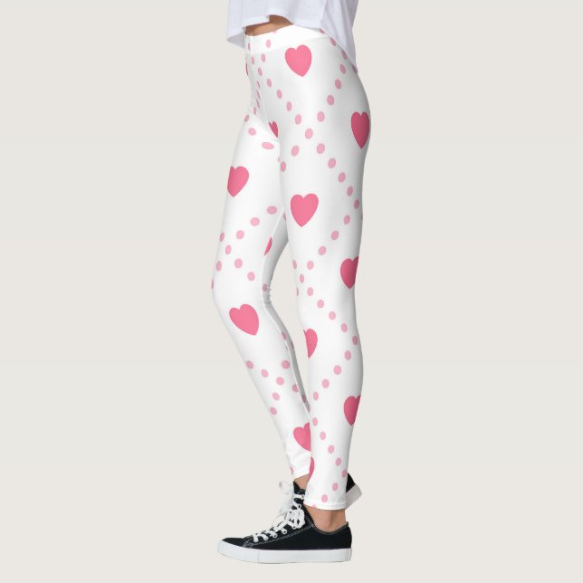 Rosa Rustikale Herzenssammlung Valentinstag Leggings (Links)