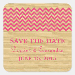 Rosa Rustikale Zickzack Save the Date Aufkleber