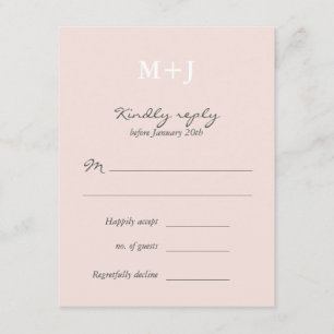Rosa rustikaler Monogramm-Kranz Hochzeit RSVP Antw Karte