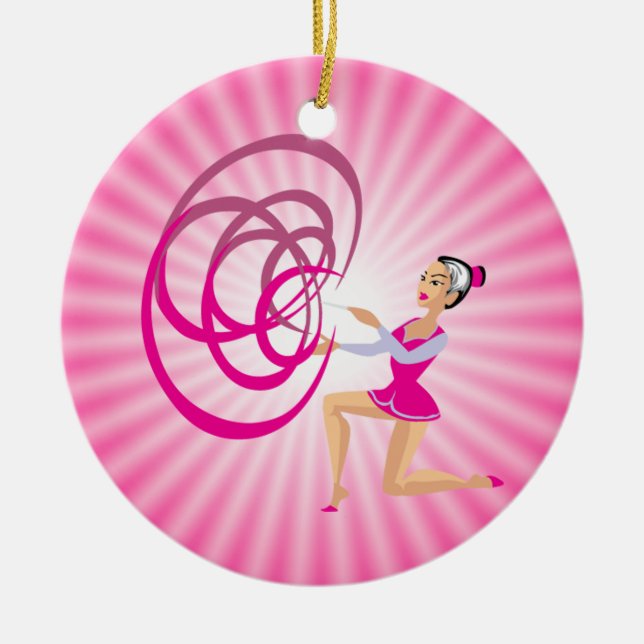 Rosa Rythmic Gymnastik Ribbon Keramikornament (Vorne)
