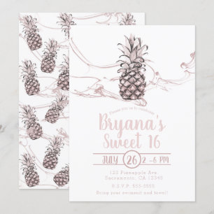 Rosa Saftiger Ananas Sommer Süße 16 Party Einladung