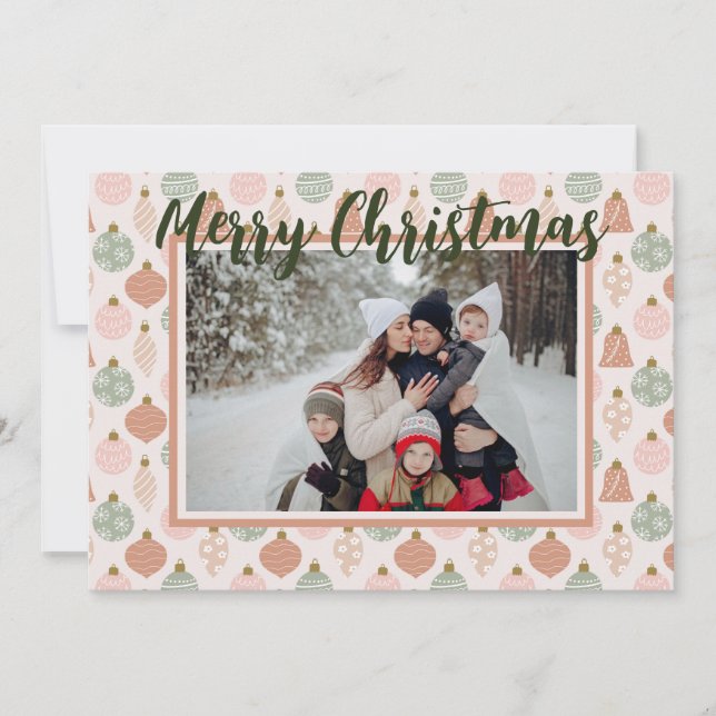 Rosa Sage Boho Ornamente Foto Vorlage Karte (Vorderseite)