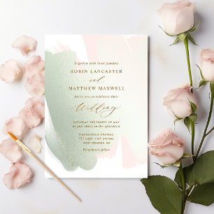 Rosa Sage Green Blush Minimal Hochzeit Einladung