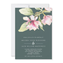 Rosa & Sage Green Magnolia Hochzeitseinladung