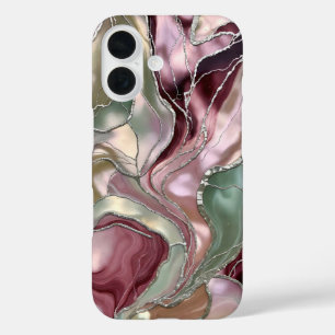 Rosa-Sage-Marmor-Handyhülle Gold Abstrakt iPhone 16 Hülle