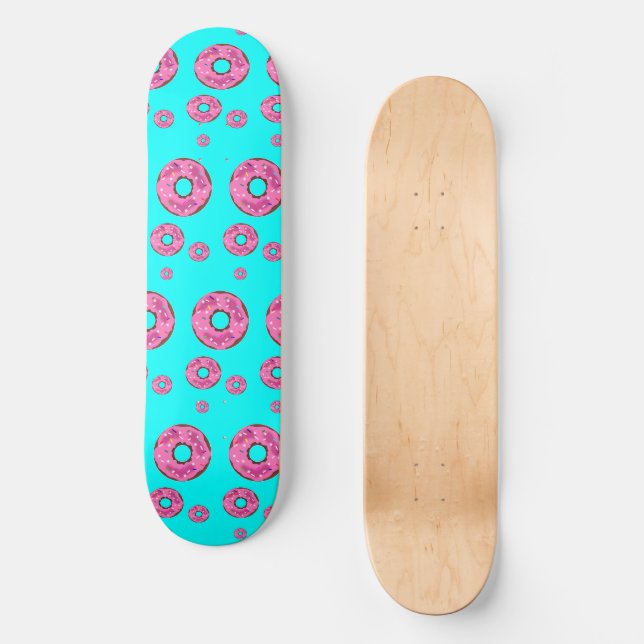Rosa Sahne Donuts Skateboard (Vorderseite)