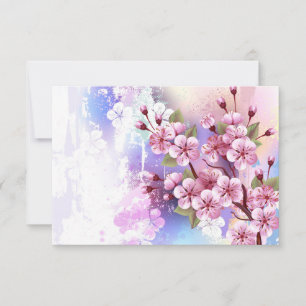Rosa Sakura auf dem Hintergrund der Malerei Ankündigung