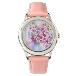 Rosa Sakura auf dem Hintergrund der Malerei Armbanduhr