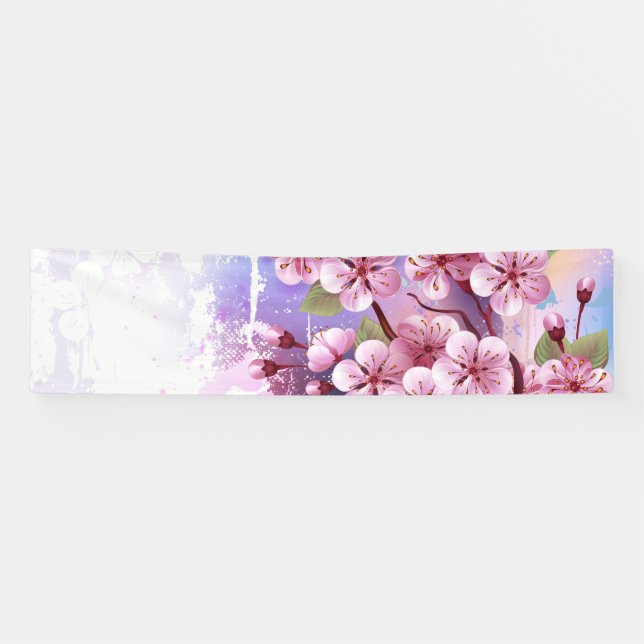 Rosa Sakura auf dem Hintergrund der Malerei Banner (Horizontal)