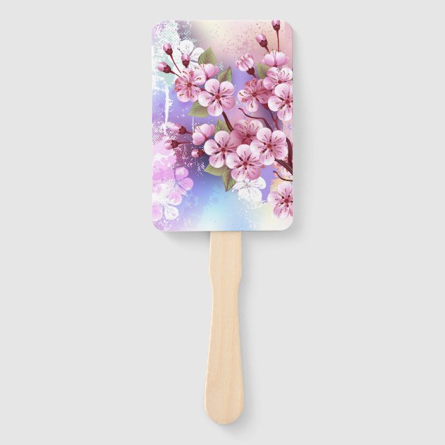 Rosa Sakura auf dem Hintergrund der Malerei Fächer (Vorderseite)