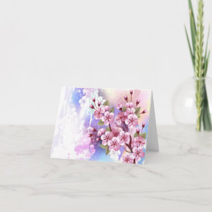 Rosa Sakura auf dem Hintergrund der Malerei Feiertagskarte
