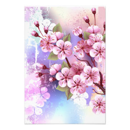 Rosa Sakura auf dem Hintergrund der Malerei Fotodruck