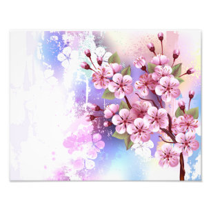 Rosa Sakura auf dem Hintergrund der Malerei Fotodruck