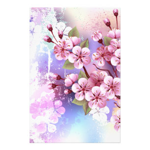 Rosa Sakura auf dem Hintergrund der Malerei Fotodruck