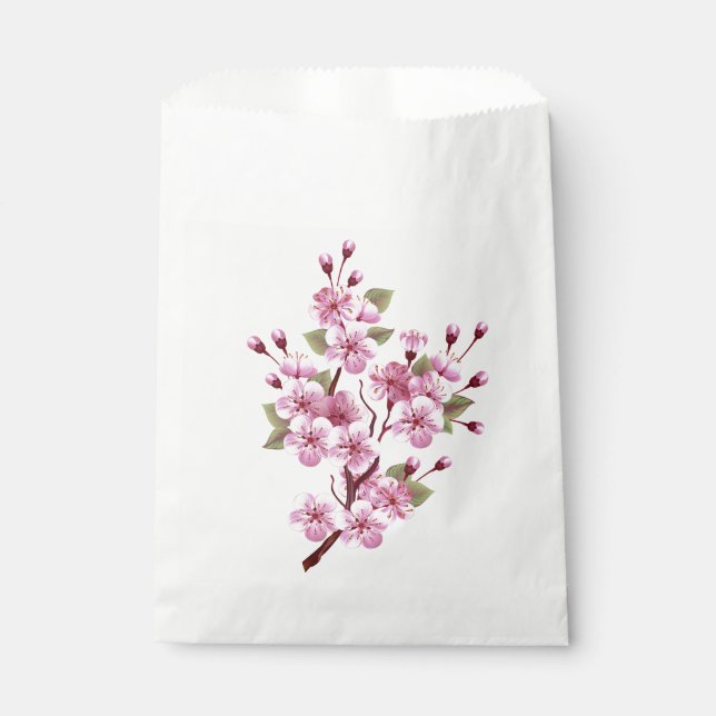 Rosa Sakura auf dem Hintergrund der Malerei Geschenktütchen (Vorderseite)