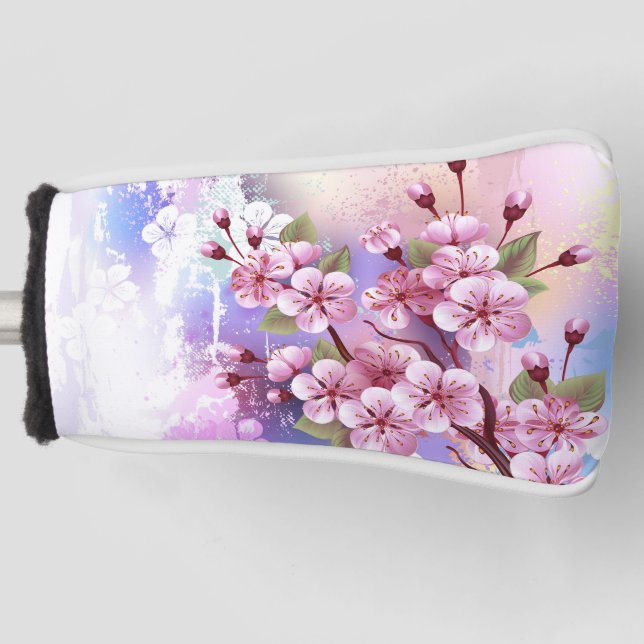 Rosa Sakura auf dem Hintergrund der Malerei Golf Headcover (Vorderseite)