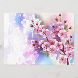 Rosa Sakura auf dem Hintergrund der Malerei Hinweiskarte