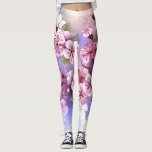 Rosa Sakura auf dem Hintergrund der Malerei Leggings