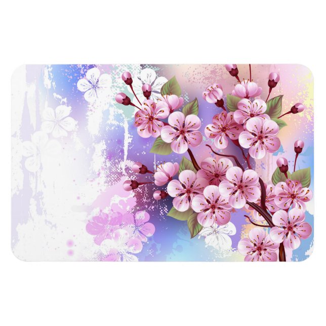 Rosa Sakura auf dem Hintergrund der Malerei Magnet (Horizontal)