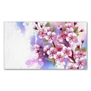 Rosa Sakura auf dem Hintergrund der Malerei Magnetische Visitenkarte