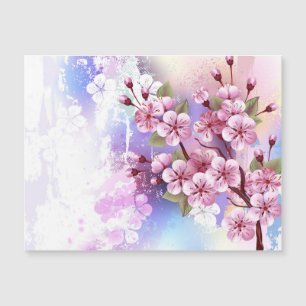Rosa Sakura auf dem Hintergrund der Malerei Magnetkarte