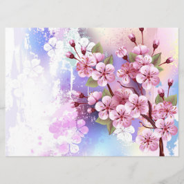 Rosa Sakura auf dem Hintergrund der Malerei Menükarte