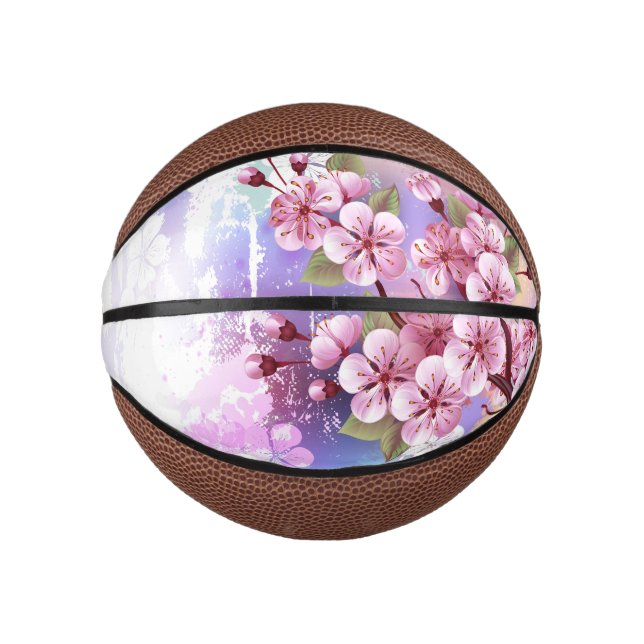 Rosa Sakura auf dem Hintergrund der Malerei Mini Basketball (Vorderseite)