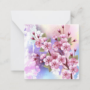 Rosa Sakura auf dem Hintergrund der Malerei Mitteilungskarte