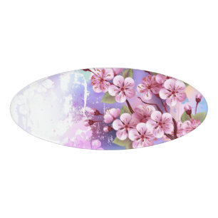 Rosa Sakura auf dem Hintergrund der Malerei Namenschild
