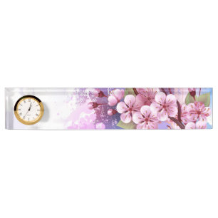 Rosa Sakura auf dem Hintergrund der Malerei Namensplakette