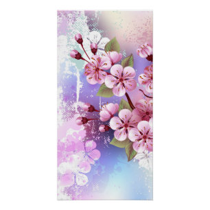 Rosa Sakura auf dem Hintergrund der Malerei Poster