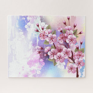 Rosa Sakura auf dem Hintergrund der Malerei Puzzle