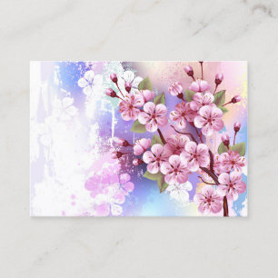 Rosa Sakura auf dem Hintergrund der Malerei Rabattkarte