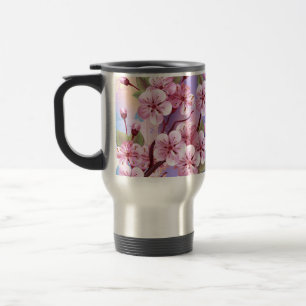 Rosa Sakura auf dem Hintergrund der Malerei Reisebecher